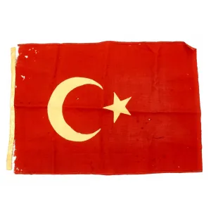 Original Ottoman Empire WWI Turkish Wool Flag - 19" x 29"