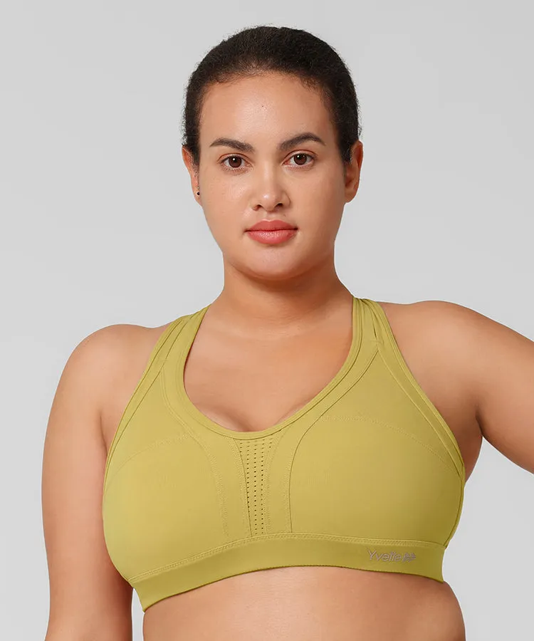 Power Cross Back Padded Running Bra | Women's High Support Sports Bra (Plus Size)