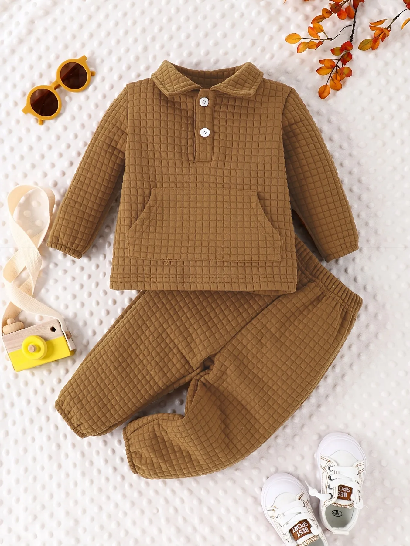 Preppy Checkered Style 2Pcs Baby Boys Outfits