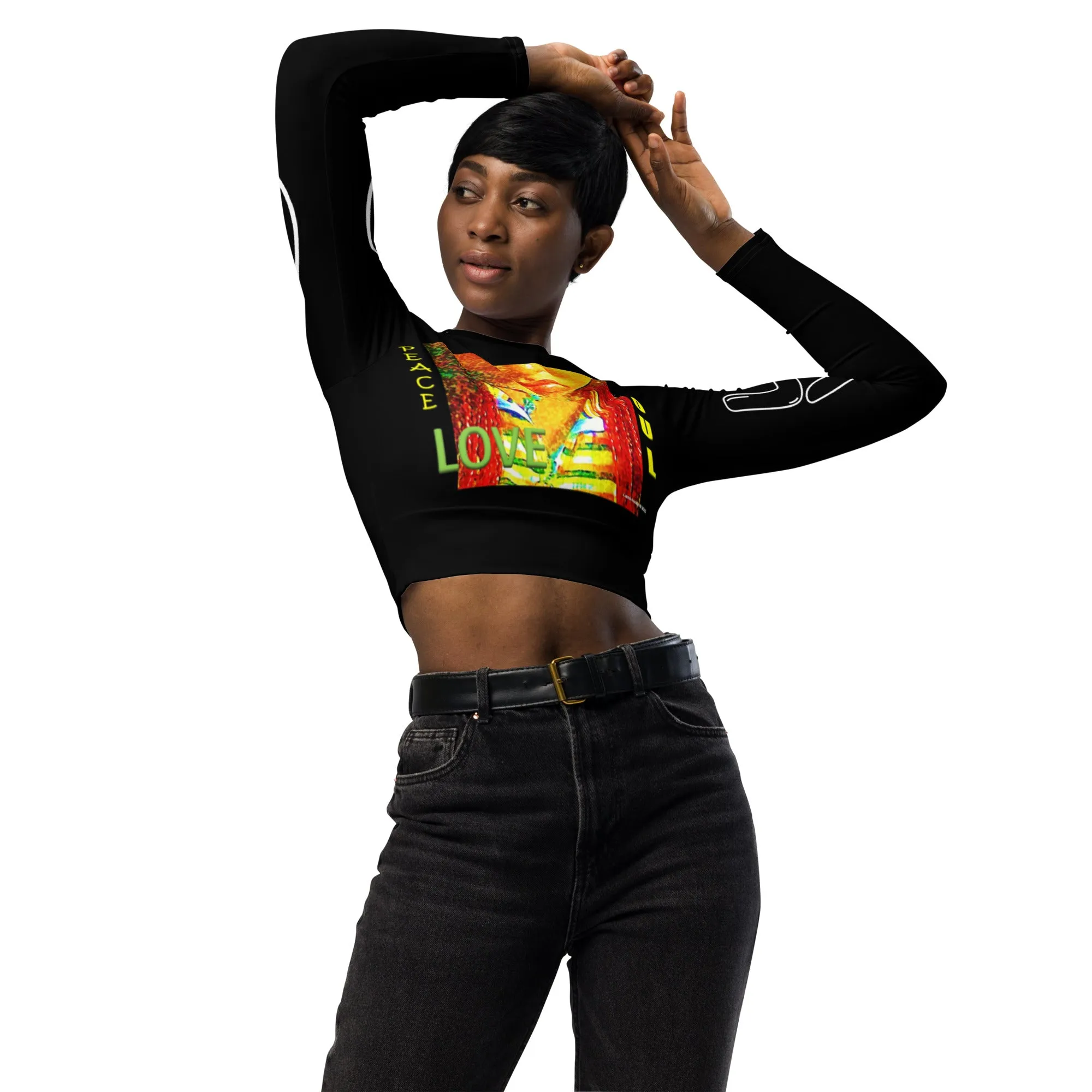 Recycled long-sleeve crop top.....designed by c. acid