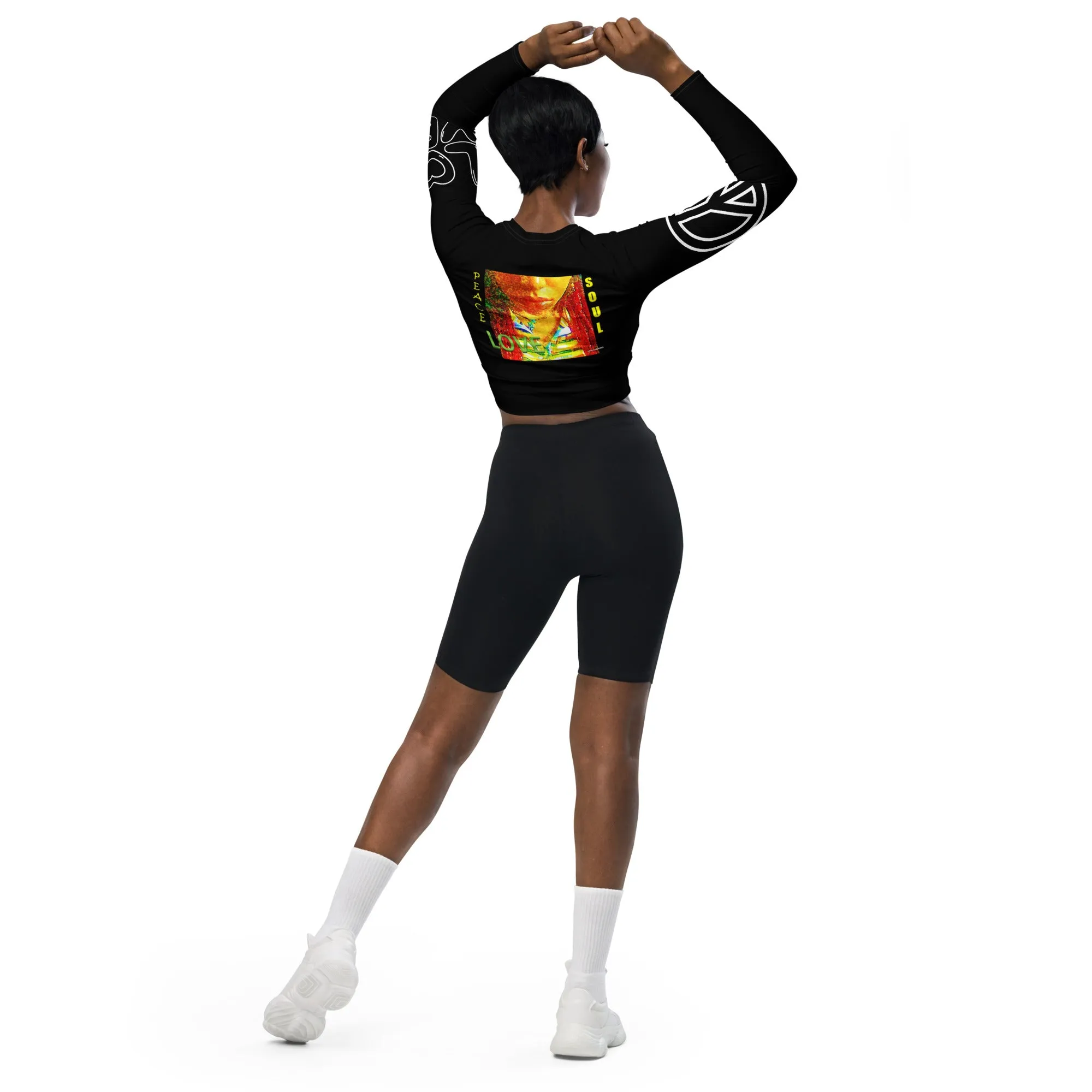 Recycled long-sleeve crop top.....designed by c. acid