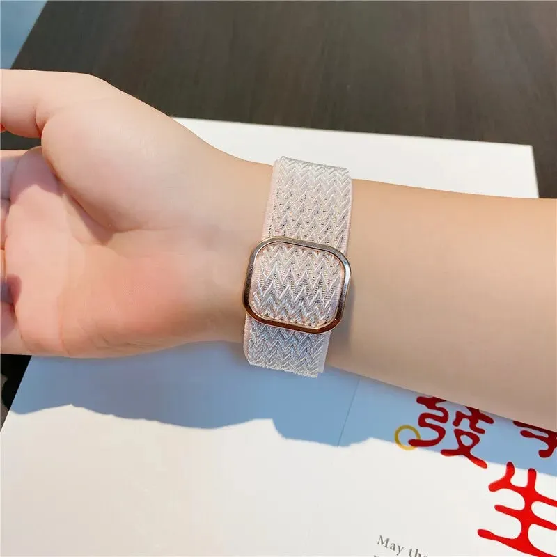 Scrunchie Strap for Apple watch Ultra 49mm band 45mm 44/40mm 41mm Adjustable Nylon solo Loop bracelet iWatch serie 4 5 se 6 7 8 9