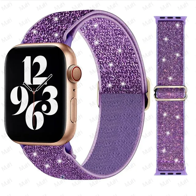 Scrunchie Strap for Apple watch Ultra 49mm band 45mm 44/40mm 41mm Adjustable Nylon solo Loop bracelet iWatch serie 4 5 se 6 7 8 9