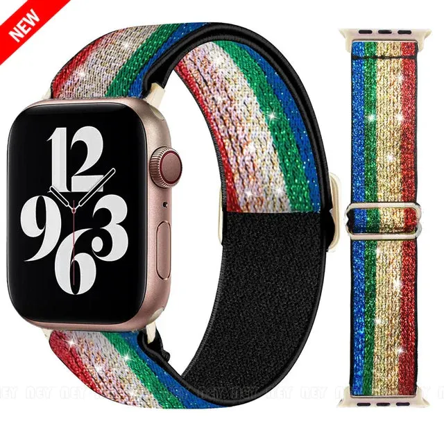 Scrunchie Strap for Apple watch Ultra 49mm band 45mm 44/40mm 41mm Adjustable Nylon solo Loop bracelet iWatch serie 4 5 se 6 7 8 9