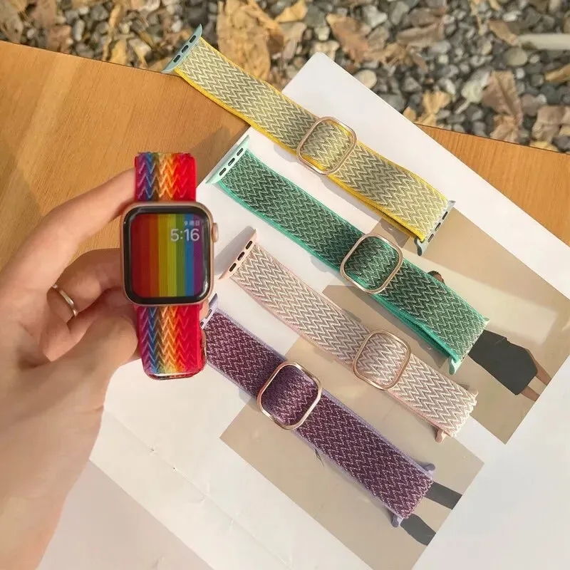 Scrunchie Strap for Apple watch Ultra 49mm band 45mm 44/40mm 41mm Adjustable Nylon solo Loop bracelet iWatch serie 4 5 se 6 7 8 9