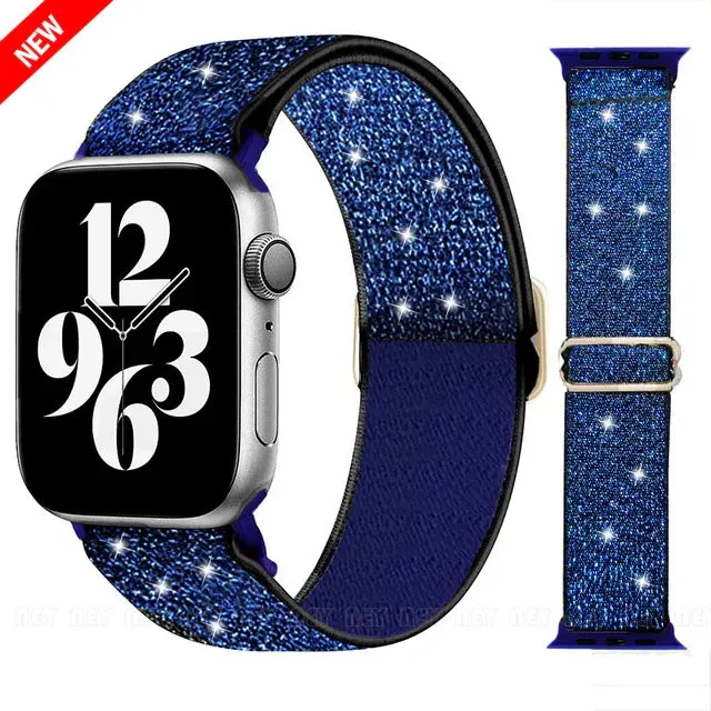 Scrunchie Strap for Apple watch Ultra 49mm band 45mm 44/40mm 41mm Adjustable Nylon solo Loop bracelet iWatch serie 4 5 se 6 7 8 9