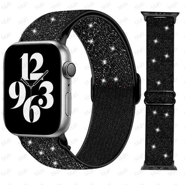 Scrunchie Strap for Apple watch Ultra 49mm band 45mm 44/40mm 41mm Adjustable Nylon solo Loop bracelet iWatch serie 4 5 se 6 7 8 9