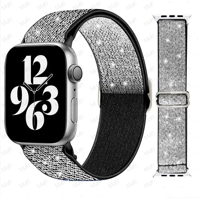 Scrunchie Strap for Apple watch Ultra 49mm band 45mm 44/40mm 41mm Adjustable Nylon solo Loop bracelet iWatch serie 4 5 se 6 7 8 9