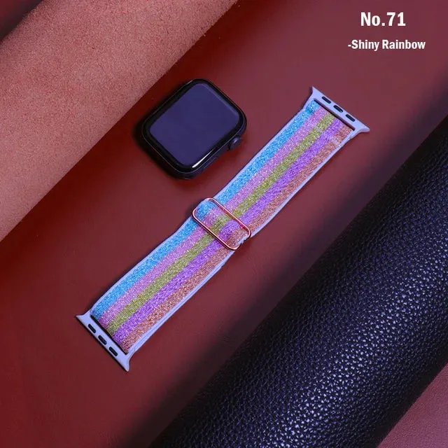 Scrunchie Strap for Apple watch Ultra 49mm band 45mm 44/40mm 41mm Adjustable Nylon solo Loop bracelet iWatch serie 4 5 se 6 7 8 9