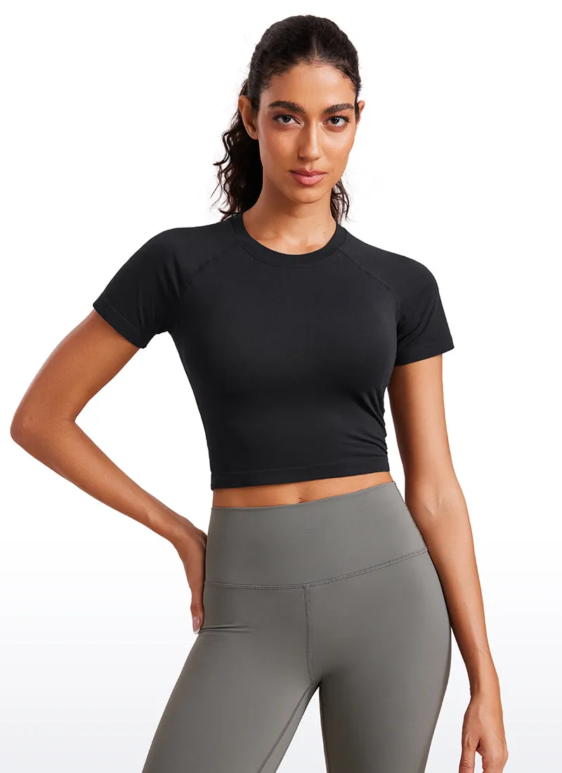 Seamless Crew Neck Cropped Short Sleeves