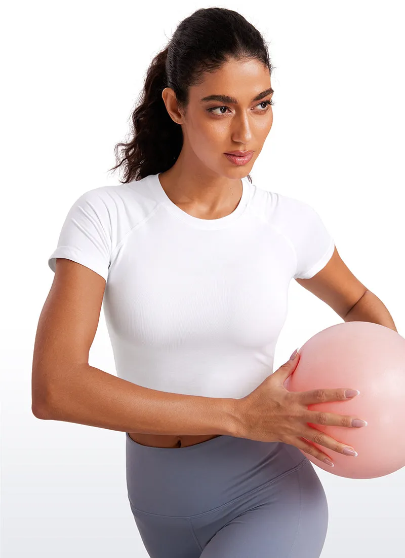 Seamless Crew Neck Cropped Short Sleeves