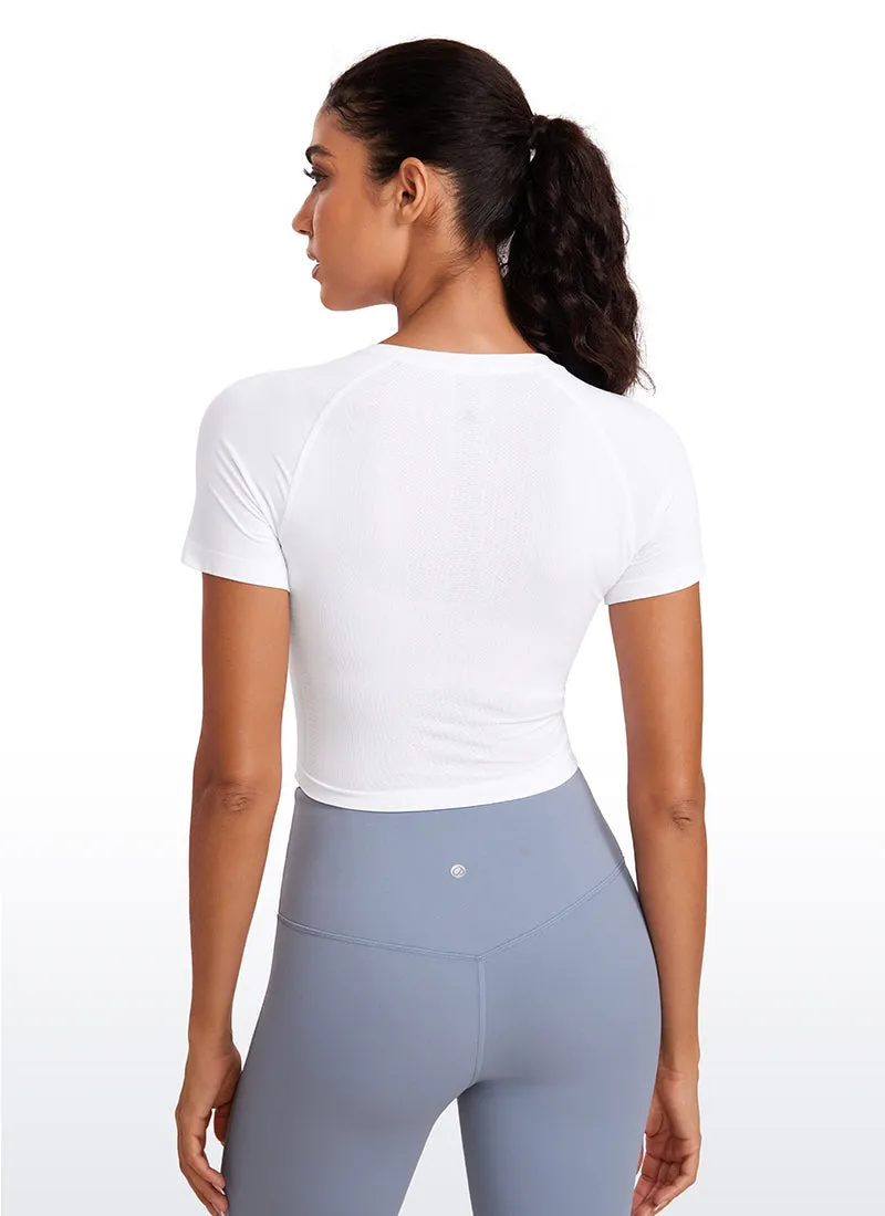 Seamless Crew Neck Cropped Short Sleeves