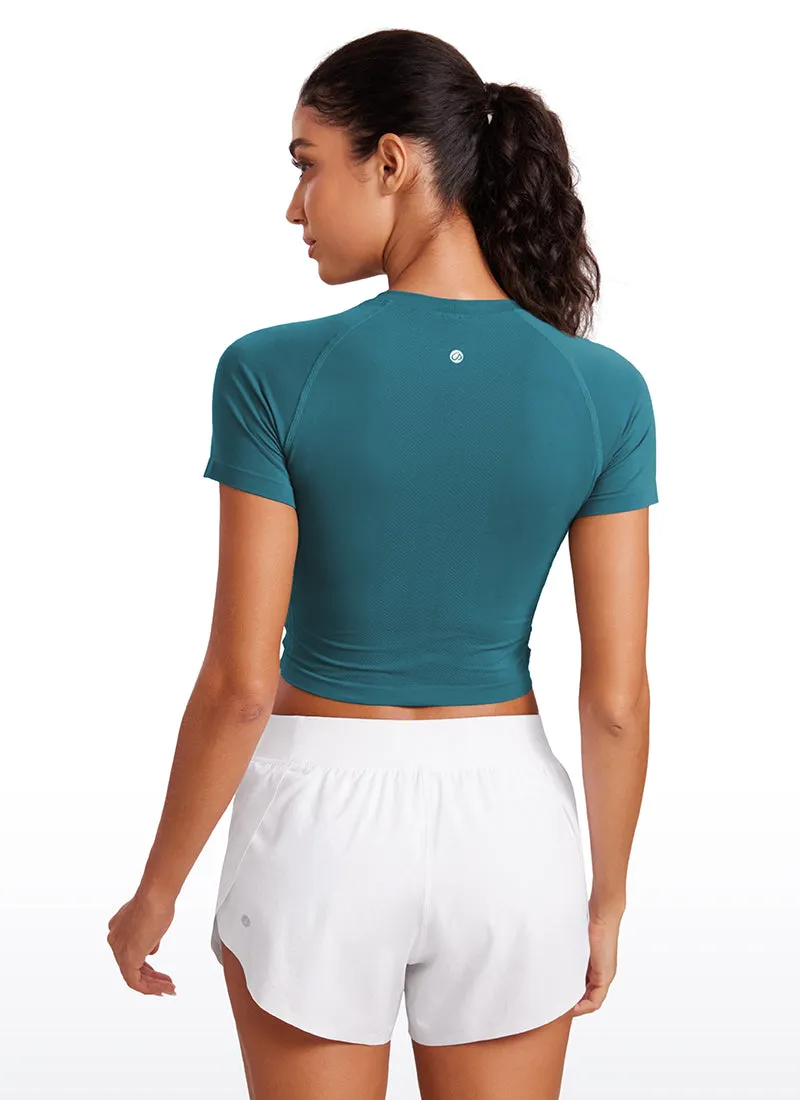 Seamless Crew Neck Cropped Short Sleeves