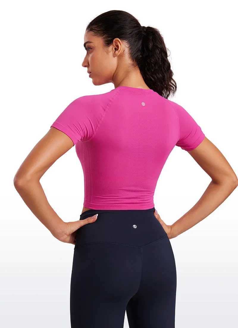 Seamless Crew Neck Cropped Short Sleeves