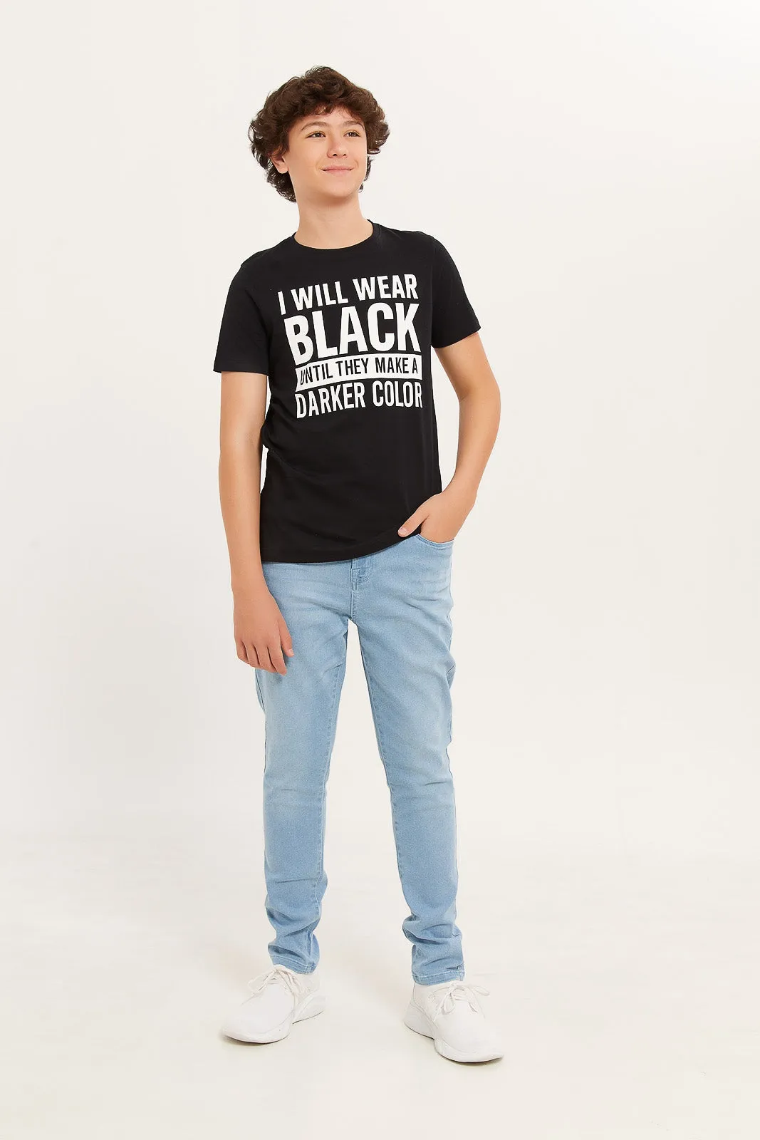 Senior Boys Black I Will Wear Black Print T-Shirt