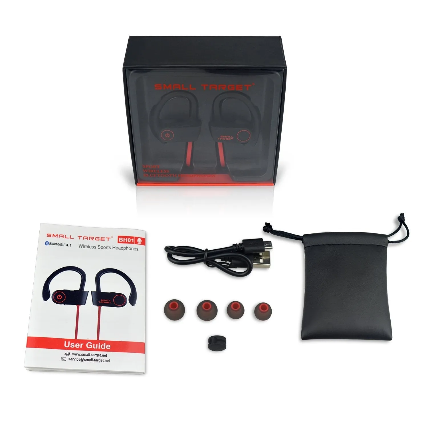 Small Target Bluetooth Headphones, Best Wireless Sport Earphones w/Mic IPX7 Waterproof Stable Fit in Ear Earbuds Noise Isolating Stereo Headset 9-Hour