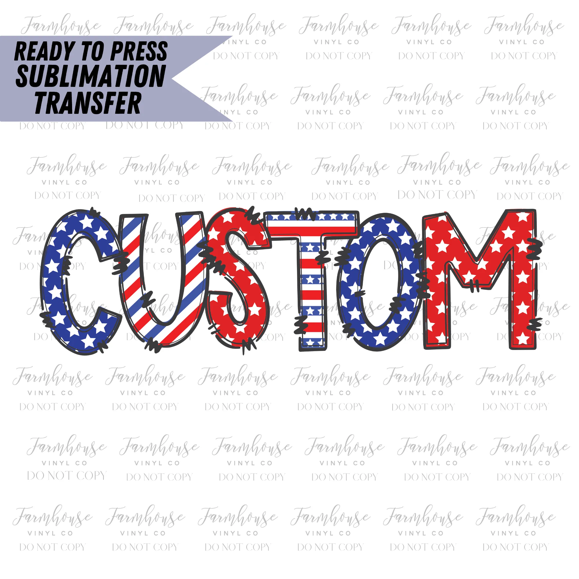 Stars And Stripes Custom Ready To Press Sublimation Transfer