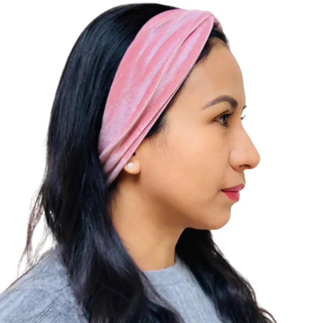 Top Knot Velvet Headband (Pink)