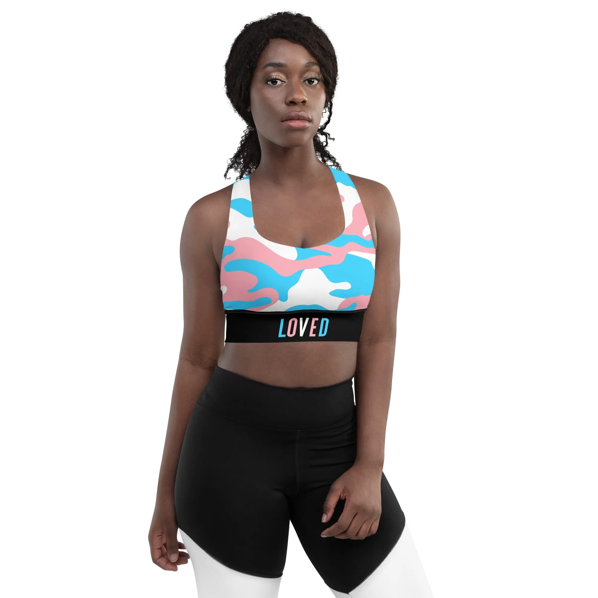 Trans Pride Camo Sports Bra