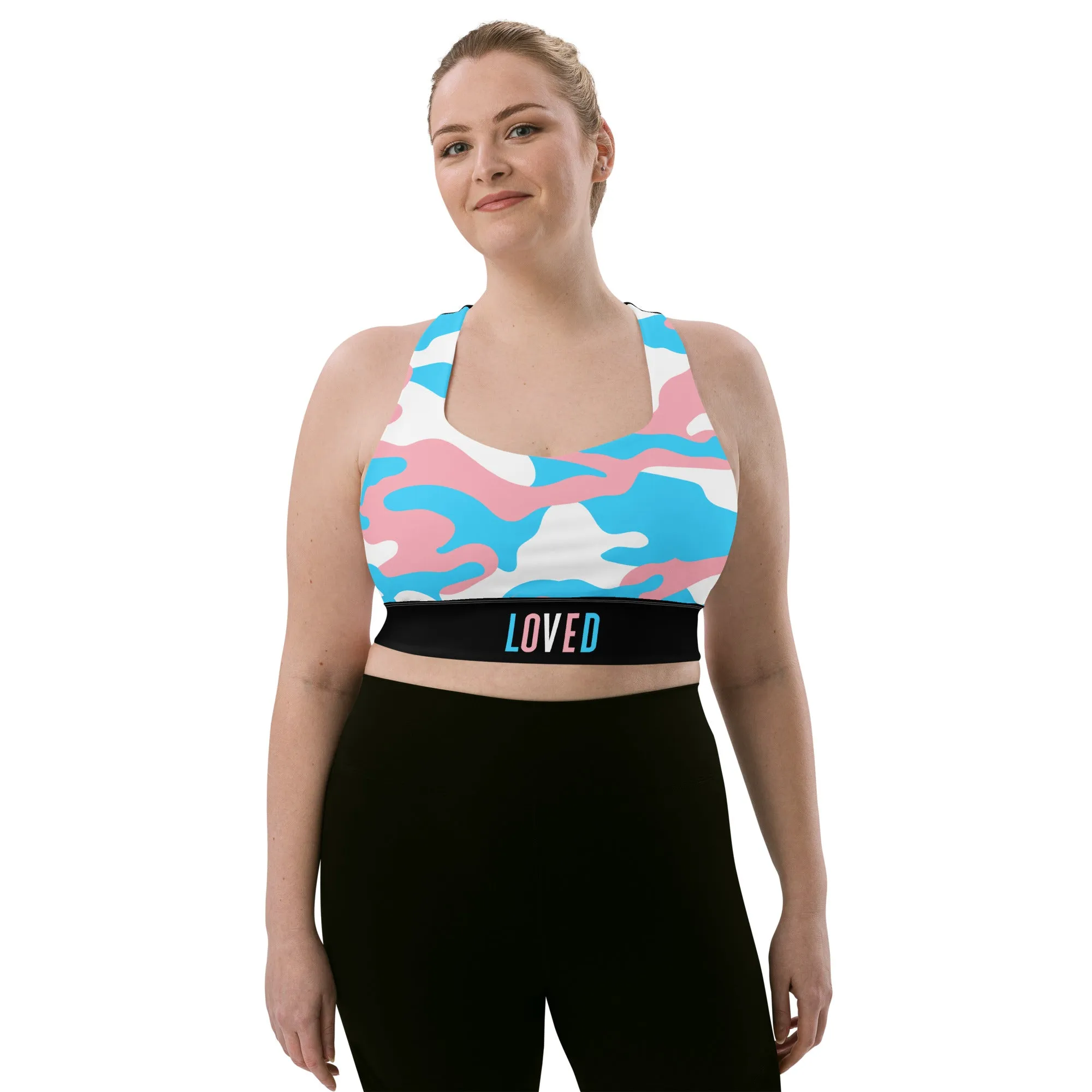 Trans Pride Camo Sports Bra