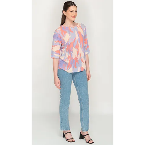 Trendy Printed Casual Short Top For Womens