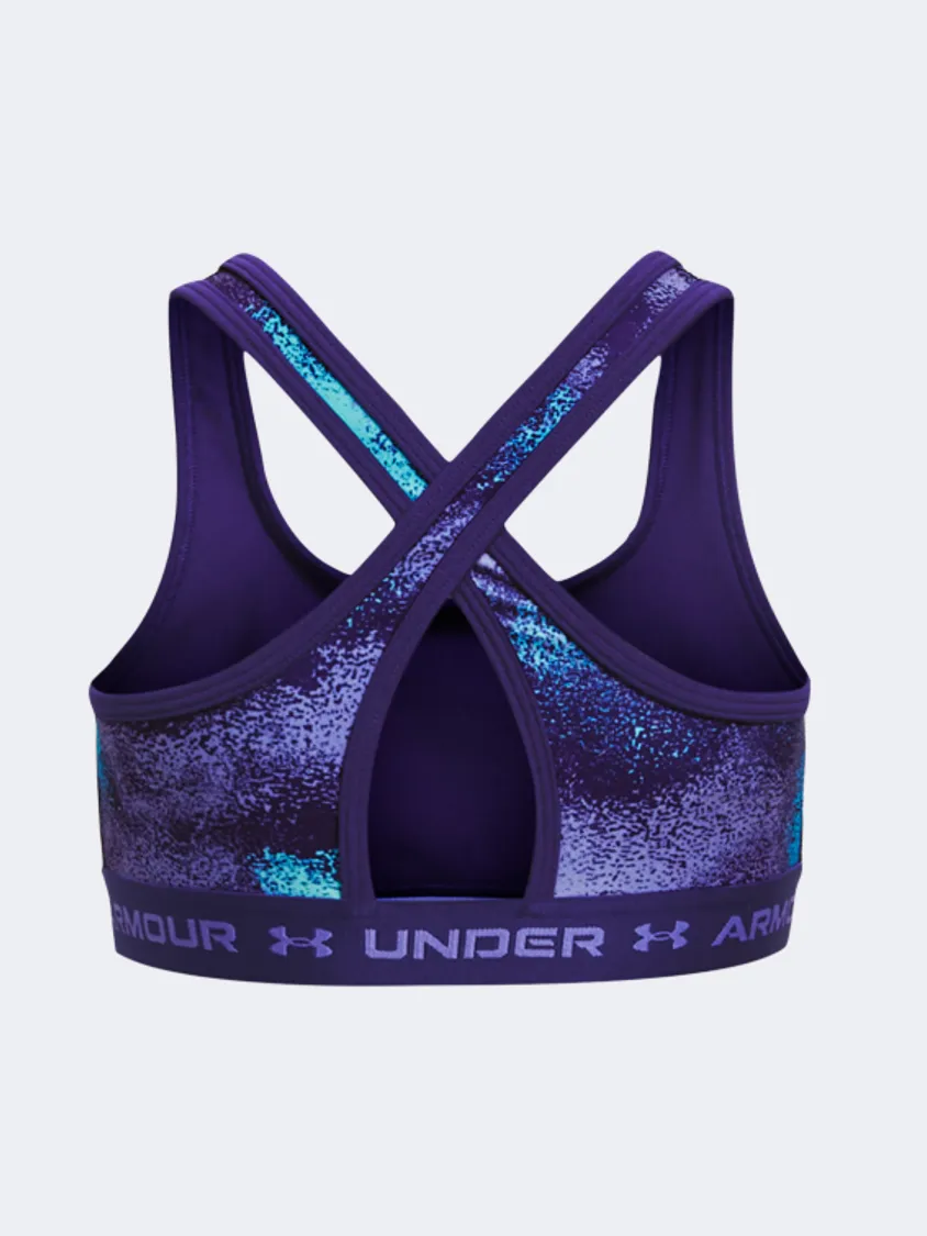 Under Armour Crossback Printed Girls Training Bra Sonar Blue