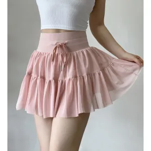 Wenkouban skirt outfits Style Tennis Skirt Sexy Mesh Skirt Women's High Waist Slimming A- line Pleated Skirt Sports Skirt