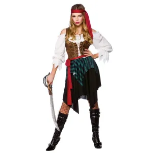 Womens Caribbean Pirate Budget Fancy Dress Halloween Costume